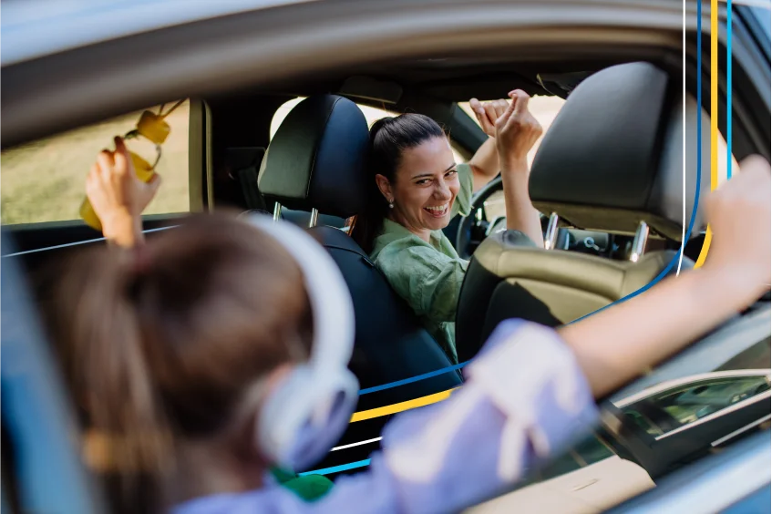 Image of a mother and daughter on a road trip