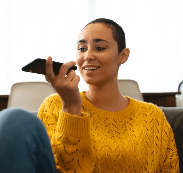 Woman making an insurance claim over the phone