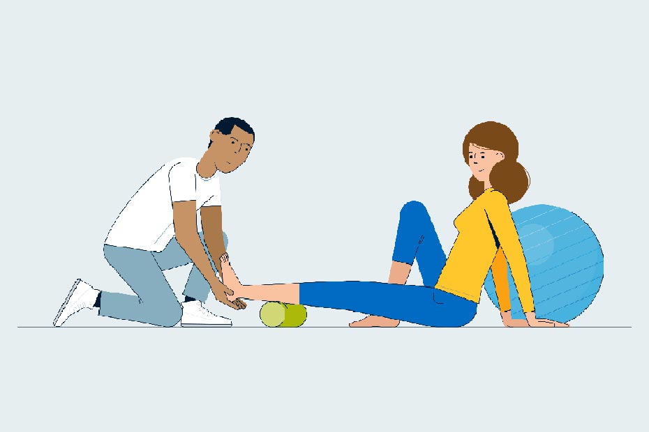 Illustration: physiotherapist helping patient