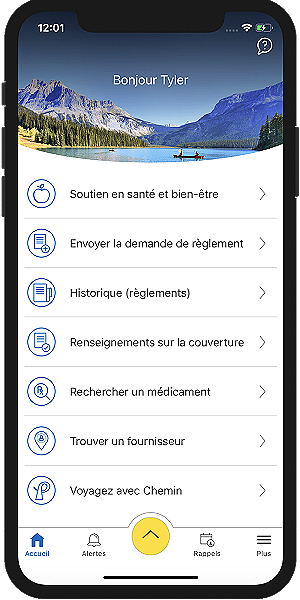 Smartphone affichant l'écran de l'application Mes assurances