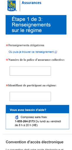 Étape 1 sur 3: Formulaire d'information sur le plan