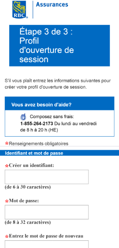 Étape 3 sur 3 Formulaire de profil de connexion
