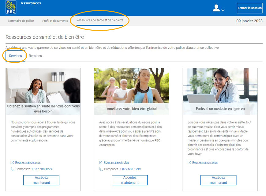Ressources de santé et de bien-être - services