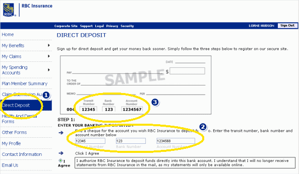 direct deposit rbc online