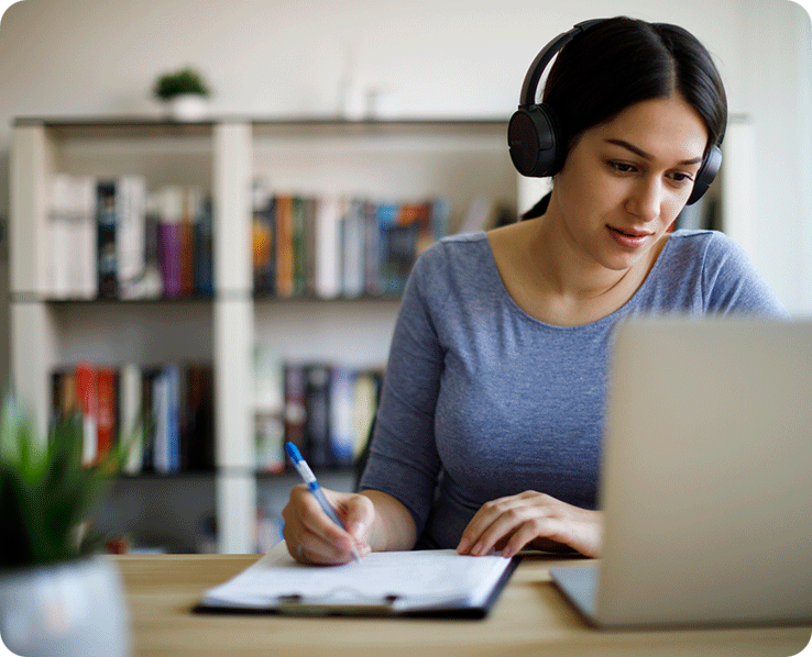 Woman working at laptop