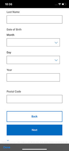 Step 1 of Online Insurance Enrolment: Personal Information screen 3