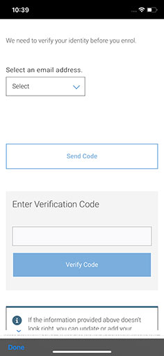 Step 2 of Online Insurance Enrolment: Verify Your Identity screen 2